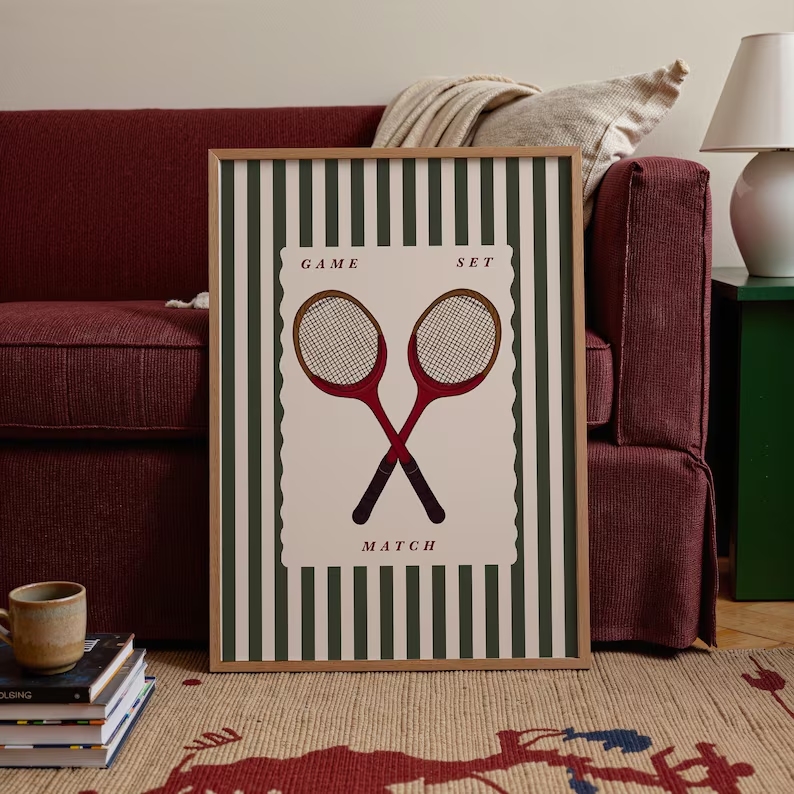 Badminton Quotes - Retro tenis raketi duvar sanat baskı